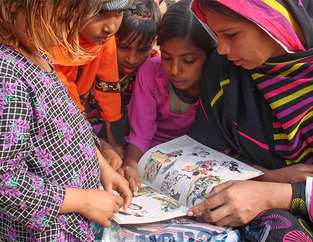 Children reading story