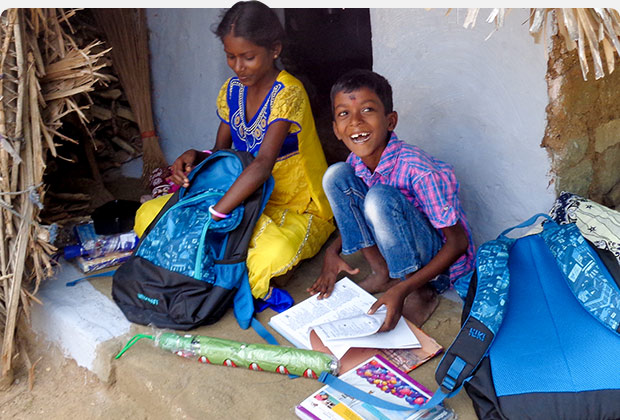Children with Christmas Care packs
