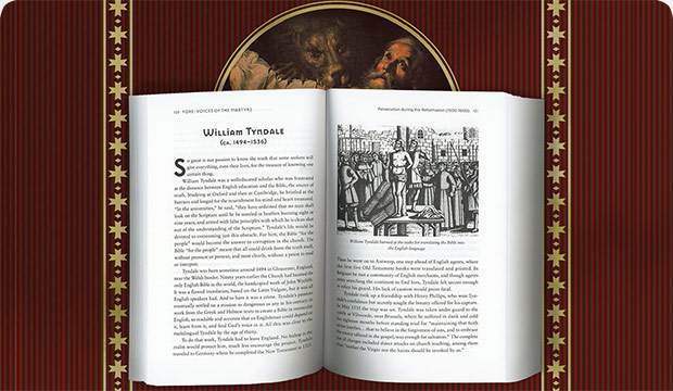 Foxe: Voices of the Martyrs opened to William Tyndale section