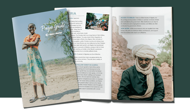 2023 Global Prayer Guide opened to Algeria page